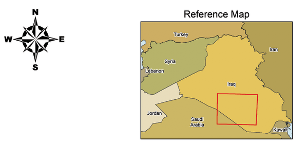 An Najaf Province, Iraq Topographical Map