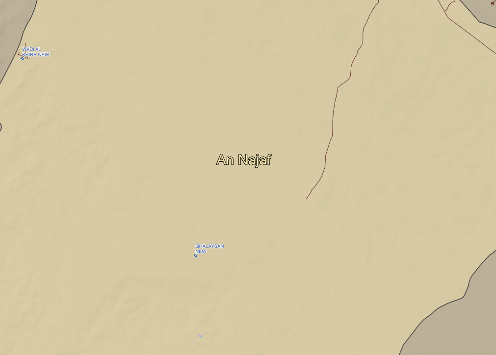 An Najaf Province, Iraq Topographical Map
