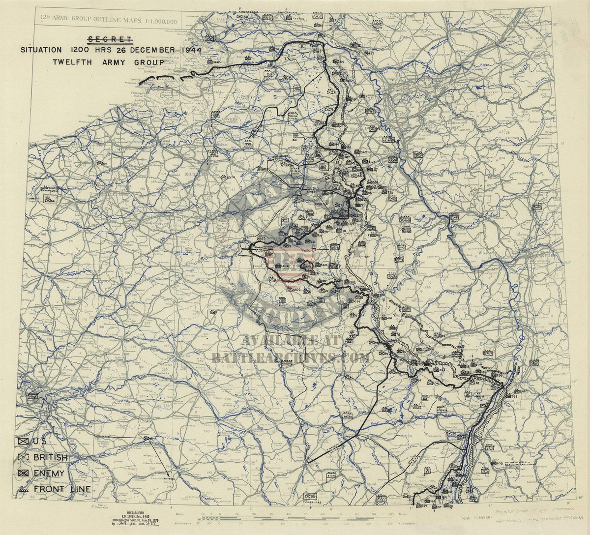 Battle Of The Bulge Map - Front Line Progression Map