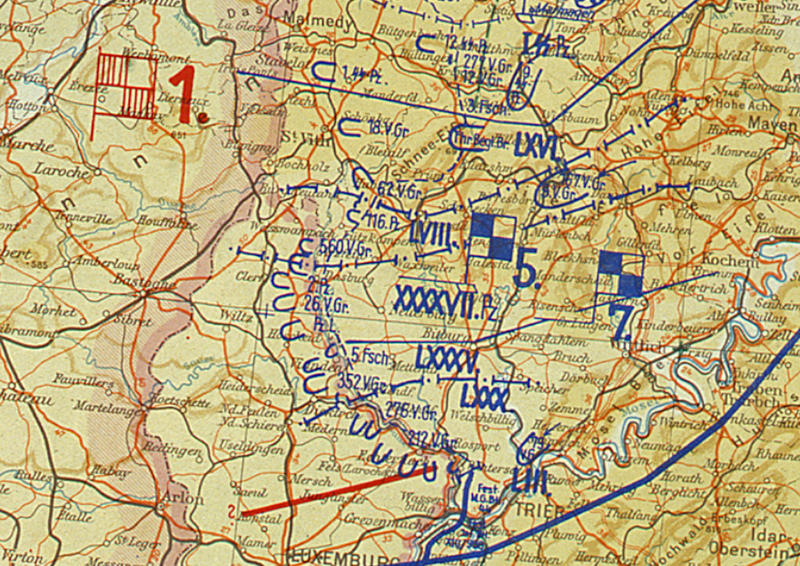 Ardennes Counteroffensive (Battle of the Bulge) German Front Lines Battle Map