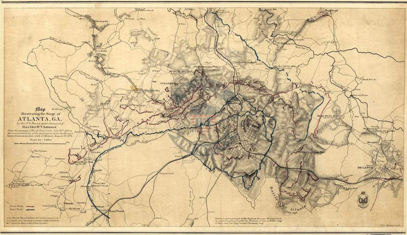 Atlanta, Georgia – 1864 Union Siege Battle Map