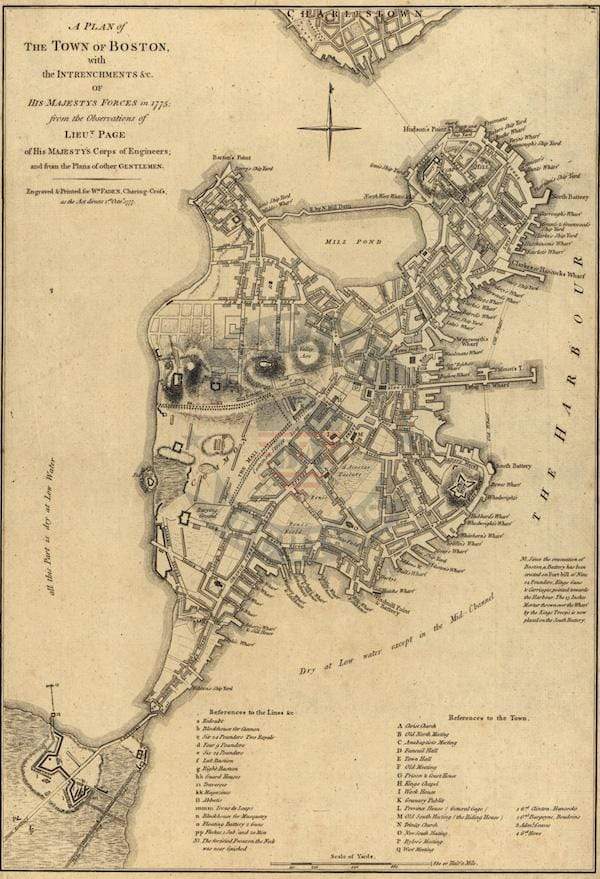 Boston City Map in 1775