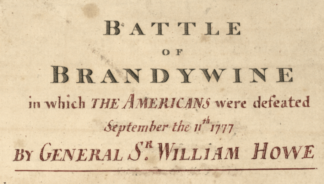Battle Archives Map Brandywine, Pennsylvania