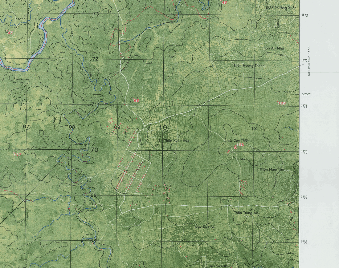 Battle Archives Map Con Thien, Vietnam Topographical Pictomap