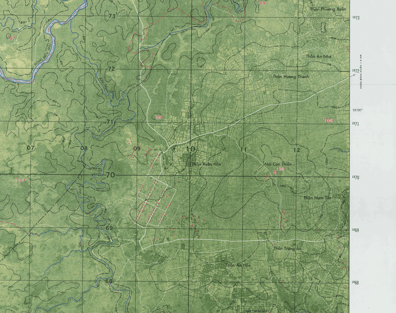 Battle Archives Map Con Thien, Vietnam Topographical Pictomap
