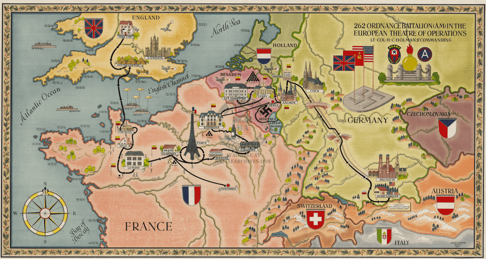 European Campaign Map of the 262 Ordnance Battalion