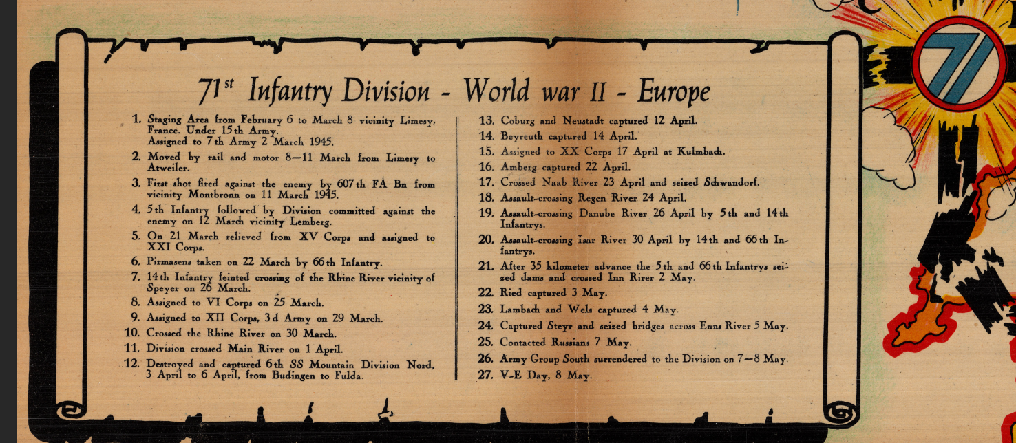Battle Archives Map European Campaign, 71st Infantry Division