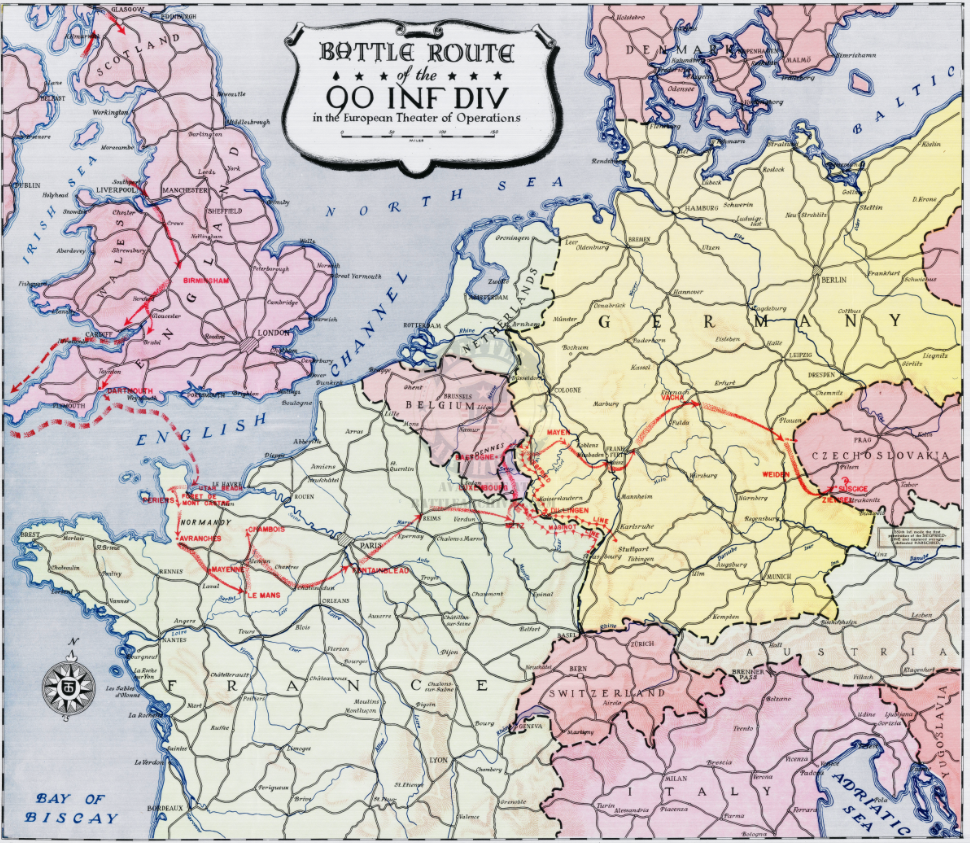 European Campaign Map of the 90th Infantry Division