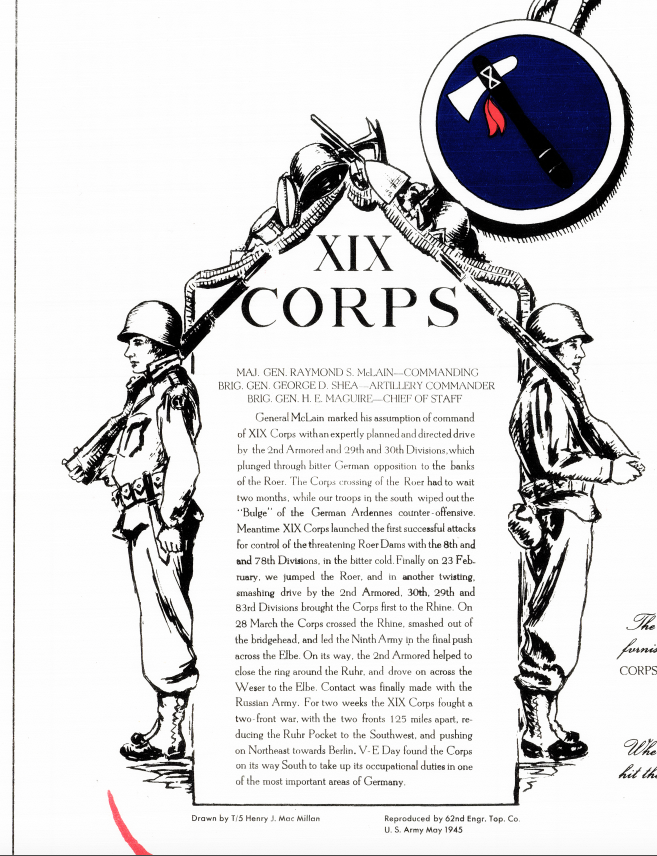 Battle Archives Map European Campaign, XIX Corps
