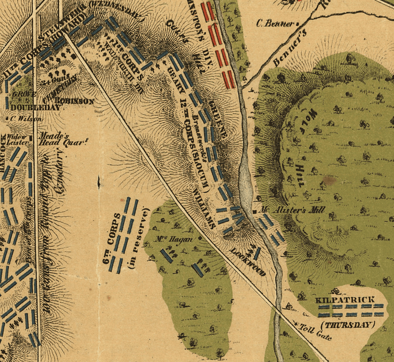 Battle Archives Map Gettysburg Color Battle Map of 1-3 July
