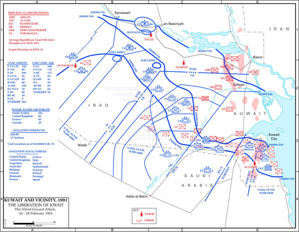 Battle Archives Map Gulf War 1991 Land Operations Battle Map