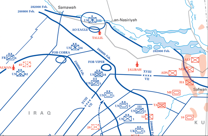 Battle Archives Map Gulf War 1991 Land Operations Battle Map