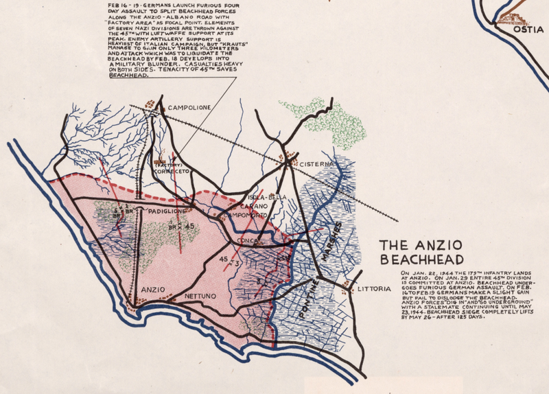 Battle Archives Map Italian Campaign, 45th Infantry Division #2 (Anzio)