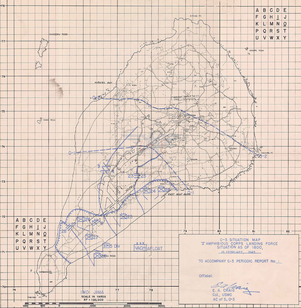 Iwo Jima Assault First Day Situation Battle Map
