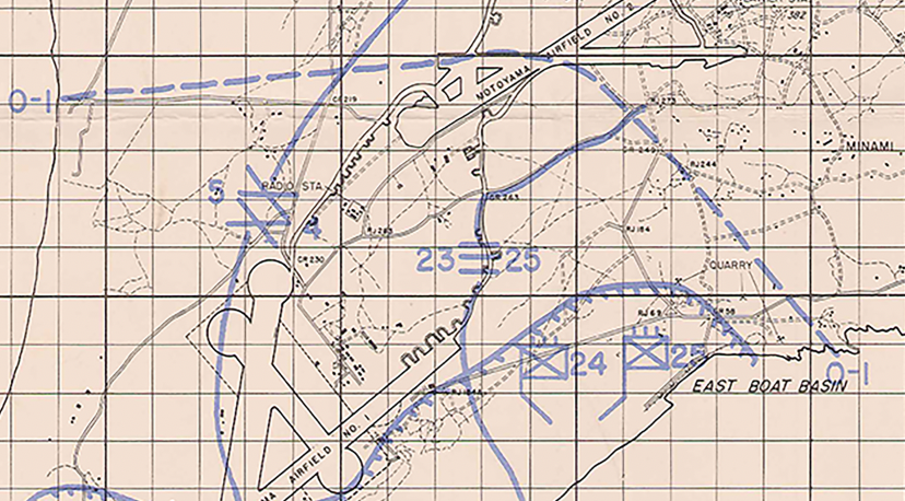 Iwo Jima, Japan – 1945 Assault First Day Situation Battle Map