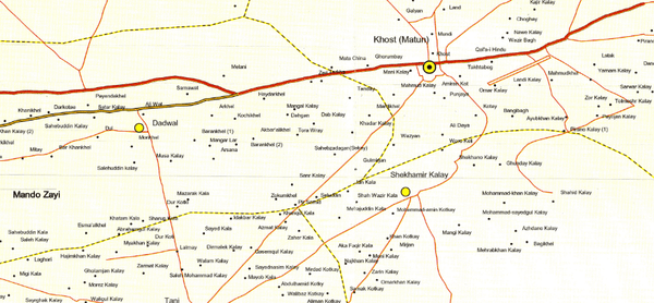 Battle Archives Map Khost Province, Afghanistan