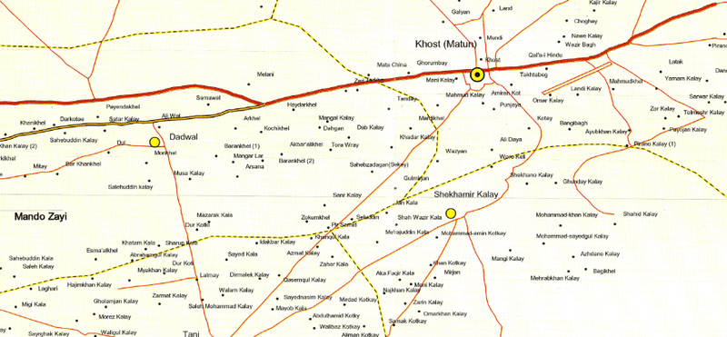 Battle Archives Map Khost Province, Afghanistan