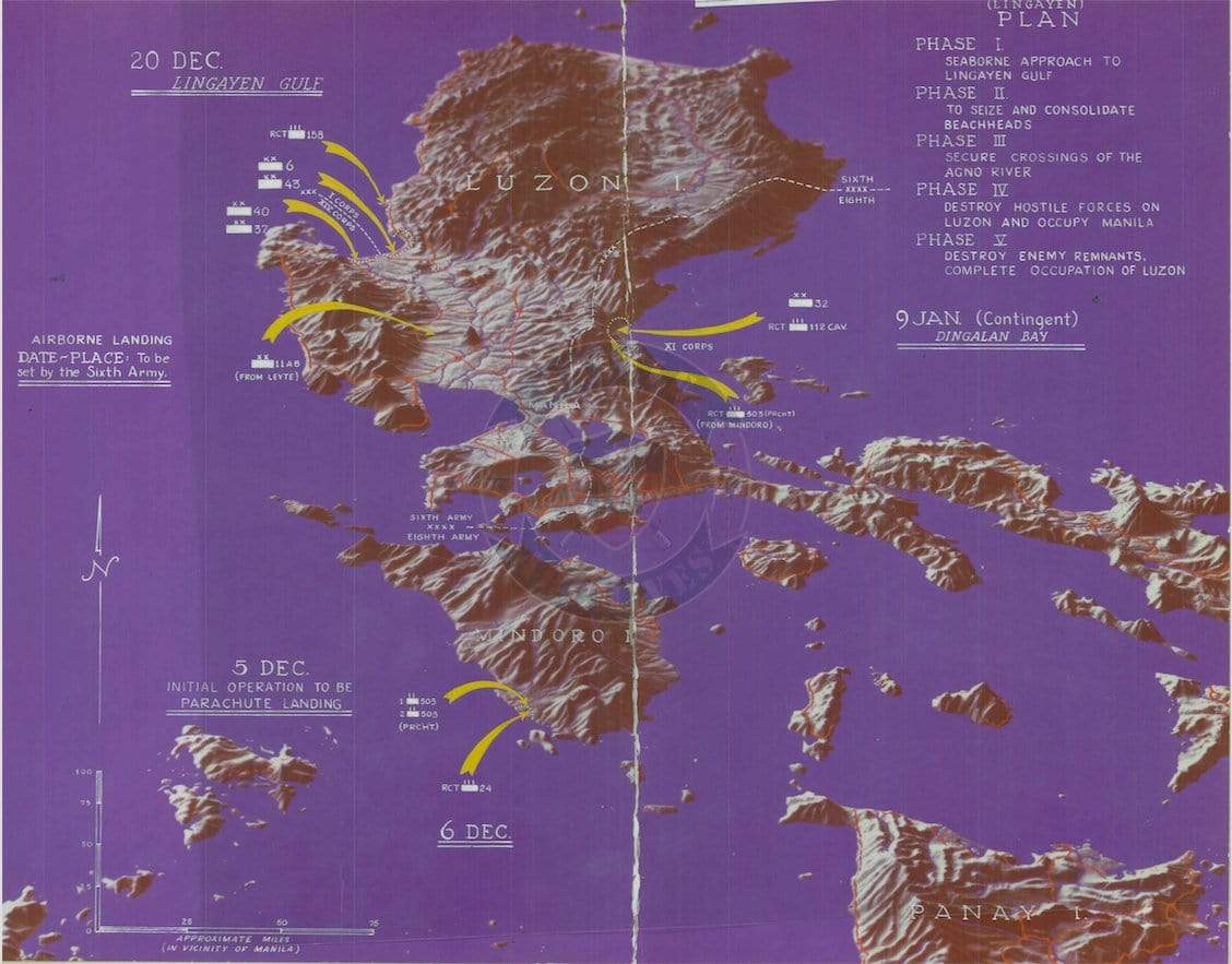 Battle Archives Map Lingayen Gulf, Philippines