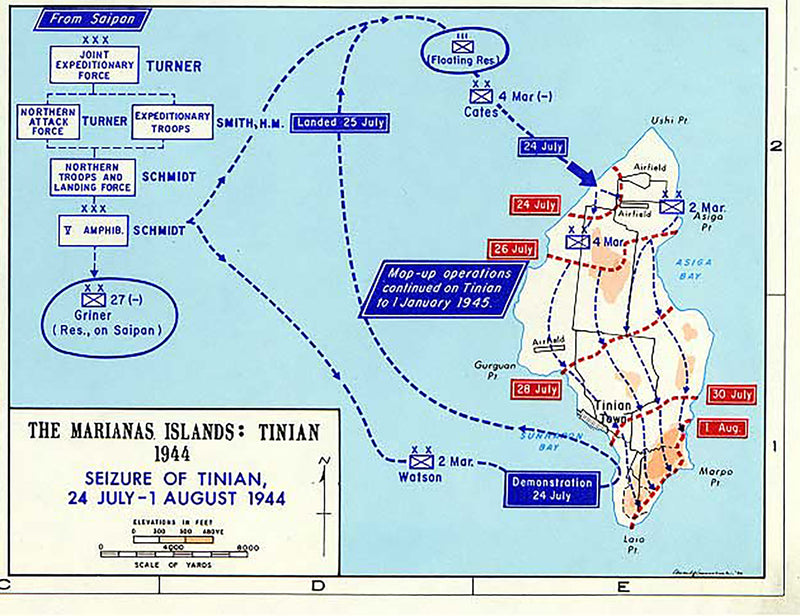 Battle Archives Map Marianas Campaign: Saipan, Guam, Tinian