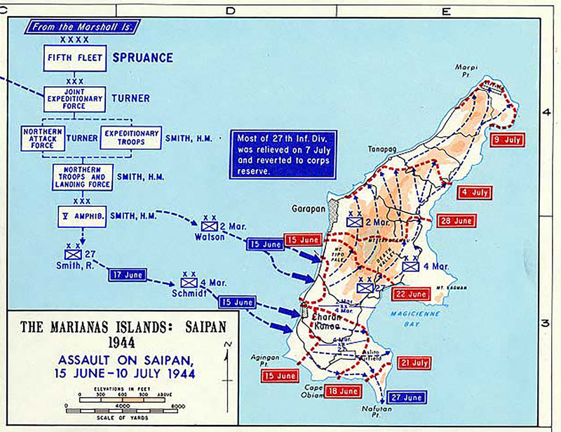 Battle Archives Map Marianas Campaign: Saipan, Guam, Tinian