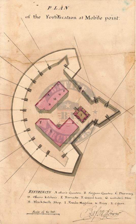 Mobile Point, Alabama Fort Construction Map