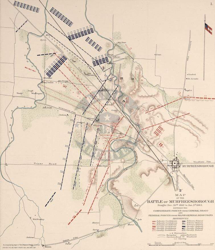 Battle Archives Map Murfreesborough, Tennessee #1