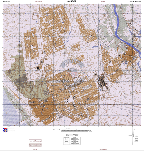 Najaf, Iraq City Topographical Map