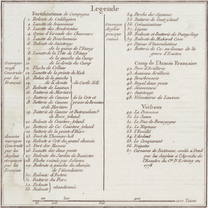 Battle Archives Map Newport, Rhode Island 1782 French Map