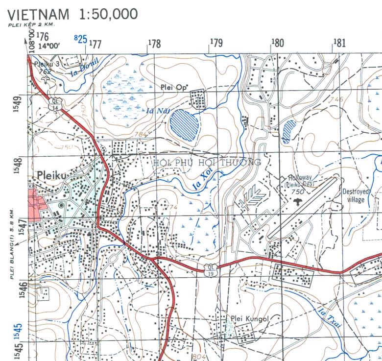 Battle Archives Map Pleiku, Vietnam Topographical Map