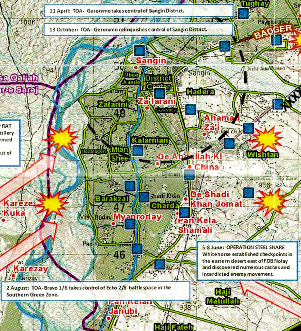 Battle Archives Map Sangin, Afghanistan