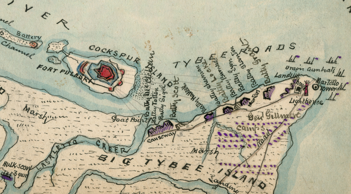 Battle Archives Map Savannah, Georgia #2 (Fort Pulaski)