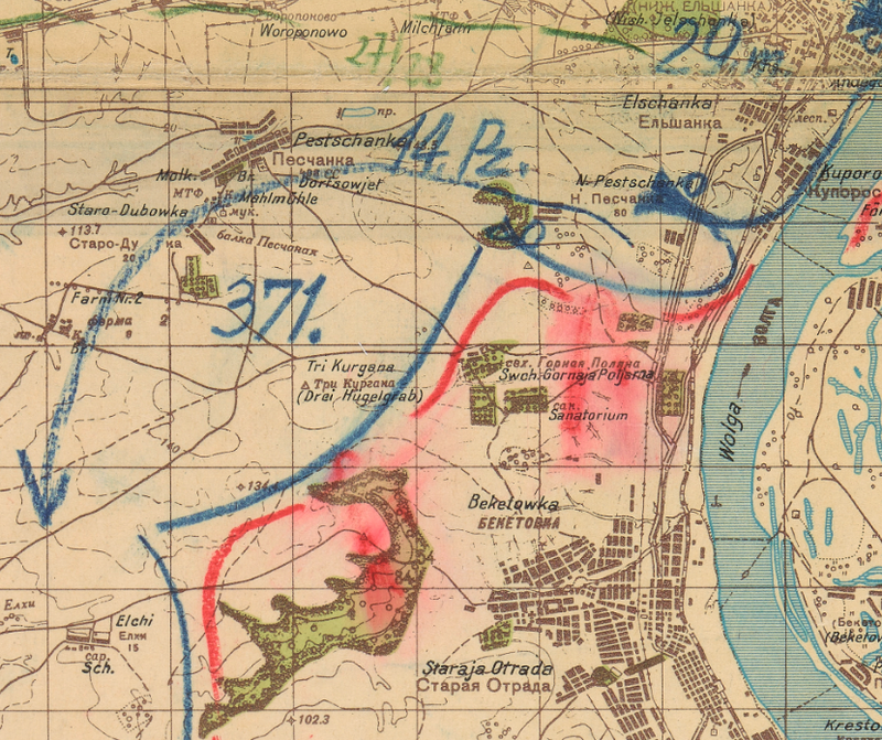 Stalingrad Front Lines German Battle Map