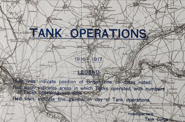 Tank Operations 1916-1917 Battle Map (Arras, Cabrai, Somme)