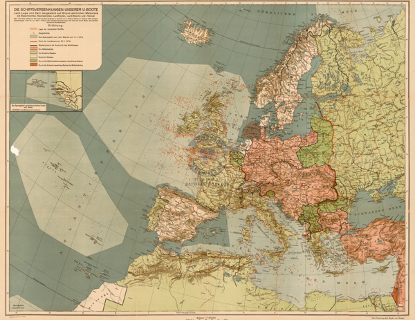 Battle Archives Map U Boat Operations 1917-1918