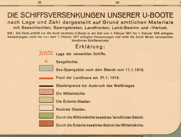 Battle Archives Map U Boat Operations 1917-1918