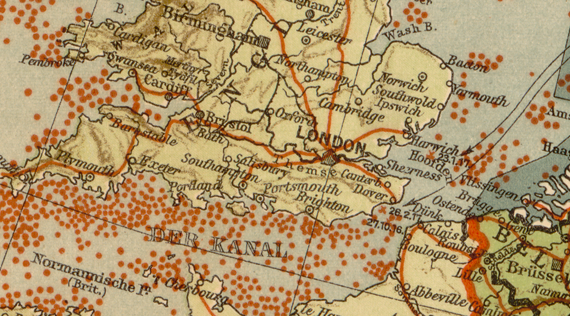 Battle Archives Map U Boat Operations 1917-1918