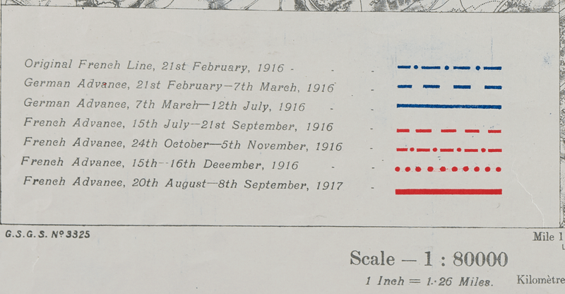 Battle Archives Map Verdun Salient Front Line 1916-1917 Progression Battle Map