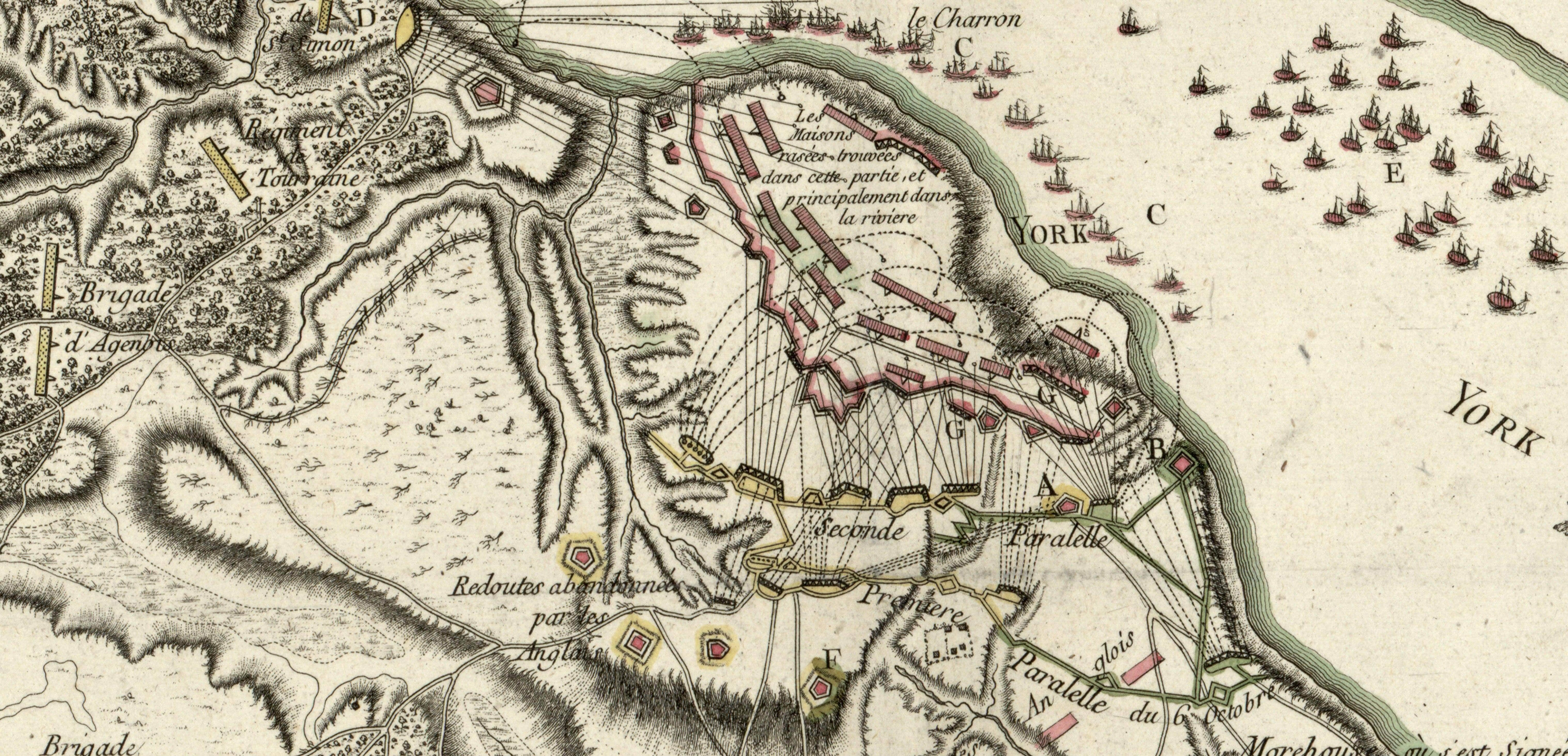 Battle Archives Map Yorktown, Virginia 1781 French Siege Map