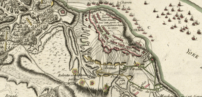 Battle Archives Map Yorktown, Virginia 1781 French Siege Map