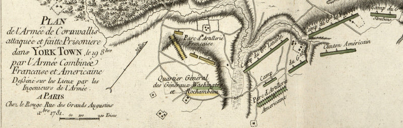 Battle Archives Map Yorktown, Virginia 1781 French Siege Map